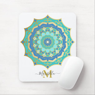 Türkis Blue Boho Mandala Mouse Pad Mousepad