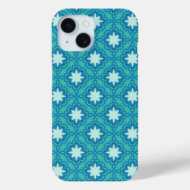 Türkis Blue Boho Star Pattern Case-Mate iPhone Hülle (Rückseite)