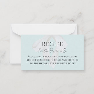 Türkis Blue Bow Brautparty Rezept Card Mitteilungskarte