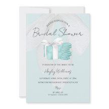 Türkis Blue Bow Bridal Dusche Einladung