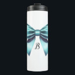 Türkis Blue Bow Elegantes Brautparty Hochzeit Thermosbecher<br><div class="desc">Personalisierter Custom Tumbler</div>
