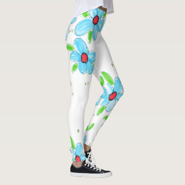 Türkis Blue Floral Leggings (Rechts)