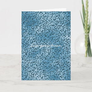 Türkis Blue Glitzer Leopard Print Karte