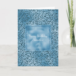 Türkis Blue Glitzer Leopard Print Karte