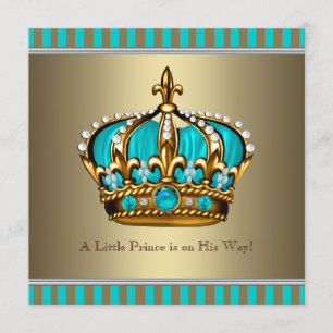 Türkis Blue Gold Prince Baby Dusche Einladung