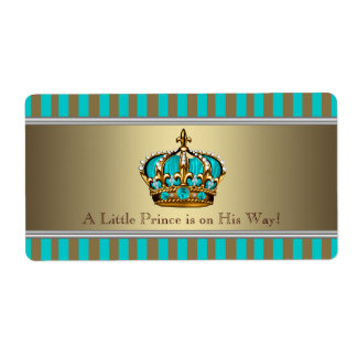 Türkis Blue Gold Prince Wasserflaschen Etiketten