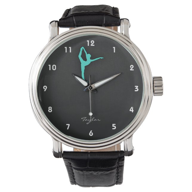 Türkis; Blue Green Ballet Dancer Armbanduhr (Vorderseite)