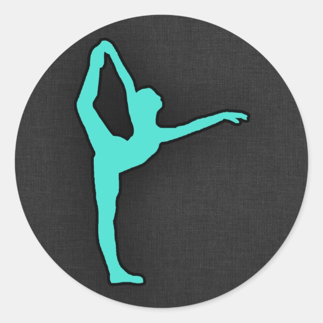 Türkis; Blue Green Ballet Dancer Runder Aufkleber (Vorderseite)