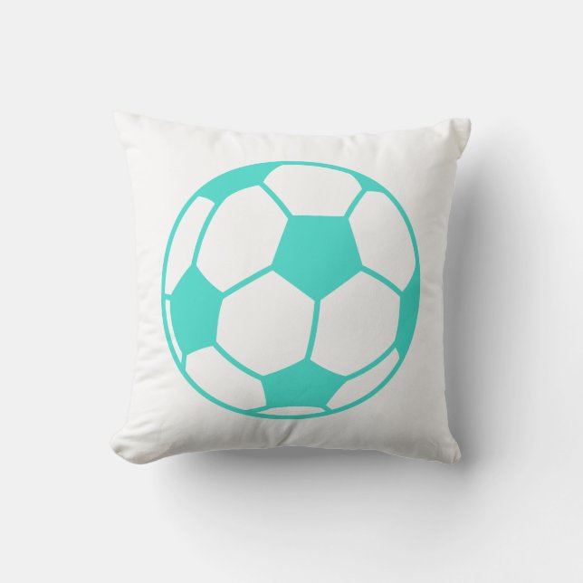 Türkis; Blue Green Soccer Ball Kissen (Vorderseite)