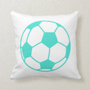 Türkis; Blue Green Soccer Ball Kissen