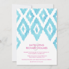 Türkis Blue Ikat Wedding Einladung
