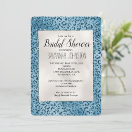 Türkis Blue Leopard Print Glitzer Bridal Einladung