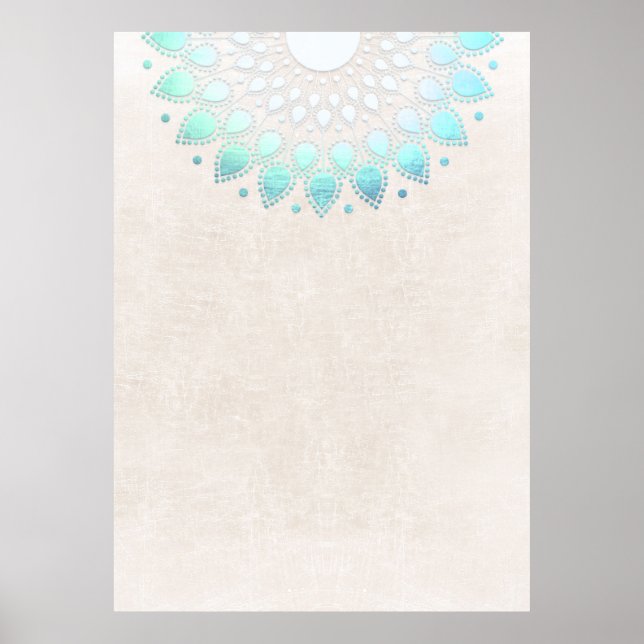 Türkis Blue Lotus Mandala Art Poster (Vorne)