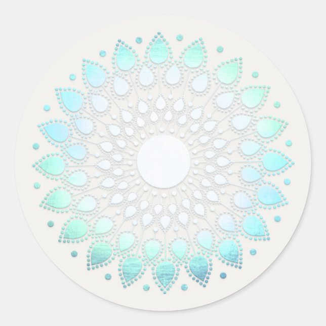 Türkis Blue Lotus Mandala Wellness-Center und Schö Runder Aufkleber (Vorderseite)