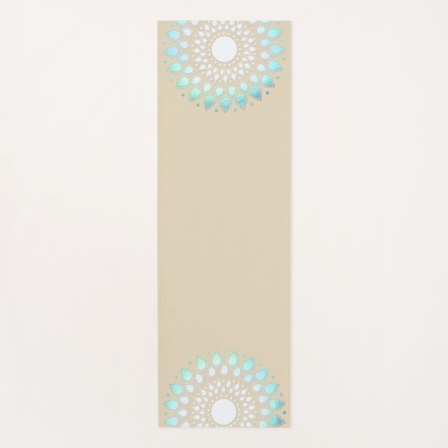 Türkis Blue Lotus Mandala Yogamatte (Vorderseite)