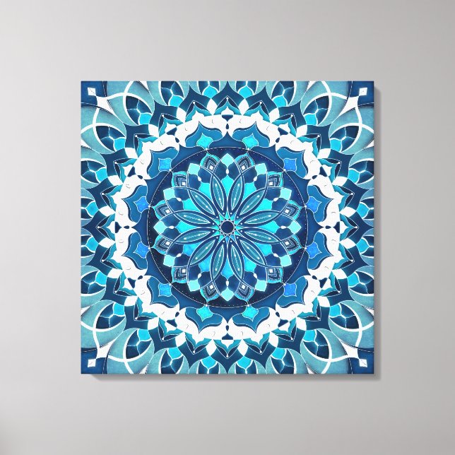 Türkis Blue Mandala Leinwanddruck (Vorderseite)