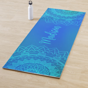 Türkis Blue Mandala Name Meditation Yogamatte