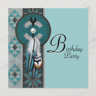 Türkis Blue Native American Birthday Party Einladung