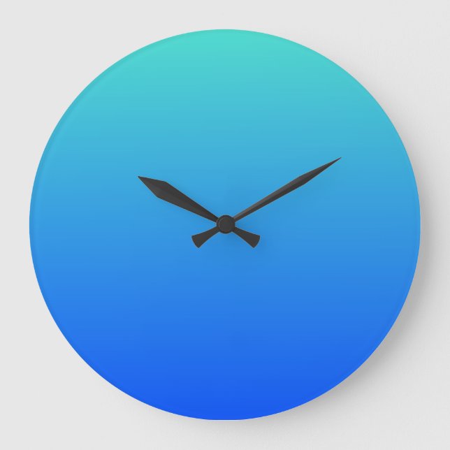 Türkis Blue Ombre Große Wanduhr (Vorderseite)