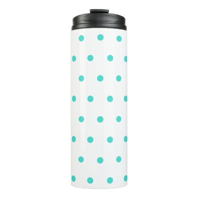 Türkis Blue Polka Dots Thermosbecher (Vorderseite)