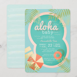 Türkis Blue Pool Aloha Baby Dusche Einladung