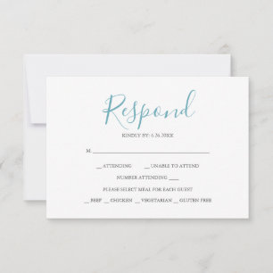 Türkis Blue Reply RSVP Cards Karte