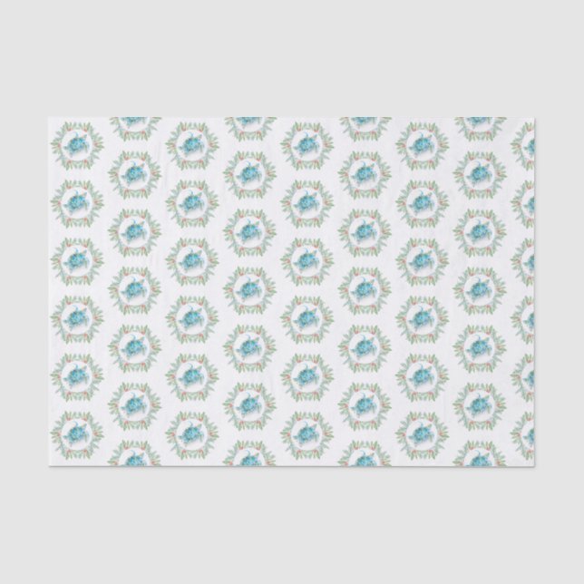 Türkis Blue Sea Turtle Beachy Weihnachten Seidenpapier (Vorderseite)