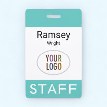 Türkis Blue Staff ID Abzeichen Clip Reel oder Lany