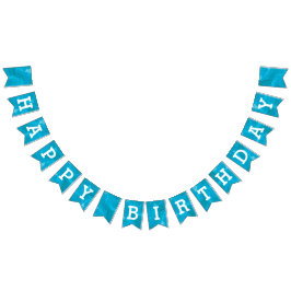Türkis Blue Watercolor Happy Birthday Wimpelkette