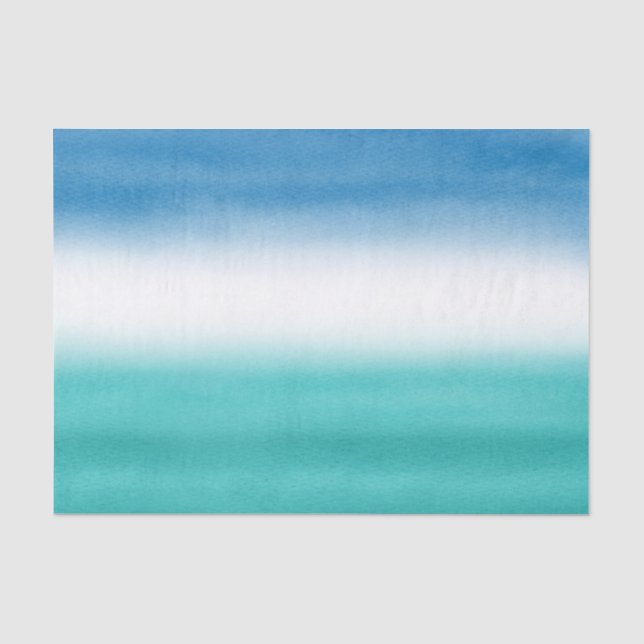 Türkis Blue Watercolor Ombre Seidenpapier (Vorderseite)