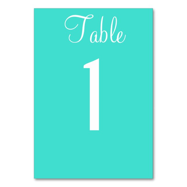 Türkis Blue Wedding Table No. Cards Tischnummer (Vorderseite)