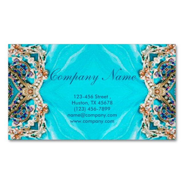 Türkis bohemian henna Pattern Yoga Instructor Magnetische Visitenkarte (Vorderseite)