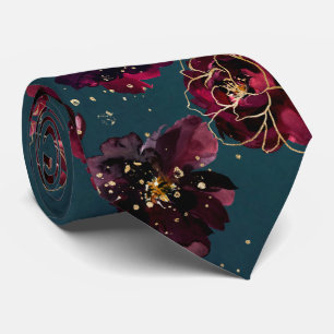 Türkis Bordeaux Saphir Juwel Ton Gold Hochzeit Krawatte