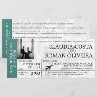 Türkis Brasilien Hochzeit Boarding Pass Einladung