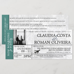 Türkis Brasilien Hochzeit Boarding Pass Einladung