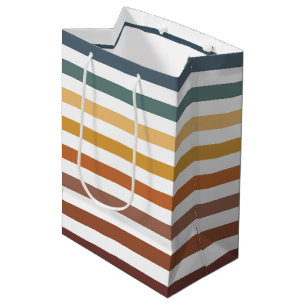 TÜRKIS BRAUN ORANGE CREAM STREIFEN MITTLERE GESCHENKTÜTE