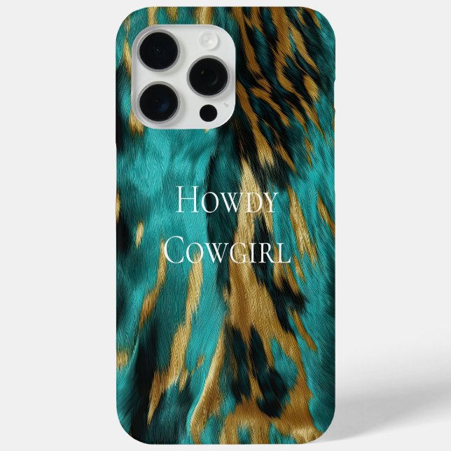 Türkis Brown Gold Cowhid Case-Mate iPhone Hülle (Rückseite)