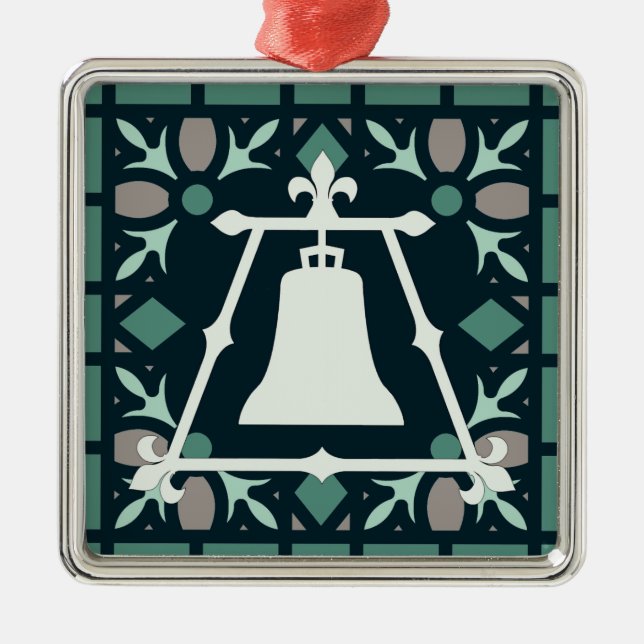 Türkis-Buntglas Fleur Raincross Entwurf Ornament Aus Metall (Vorne)