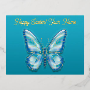 Türkis Butterfly Folien Feiertagspostkarte