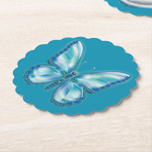 Türkis Butterfly Untersetzer (angewinkelt)