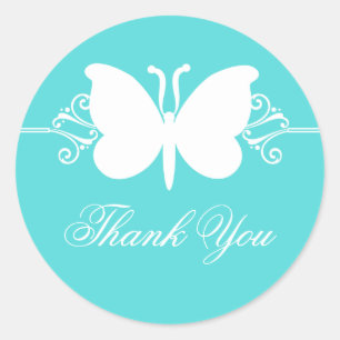 Türkis Butterfly-Wirbel Danke, Stickers