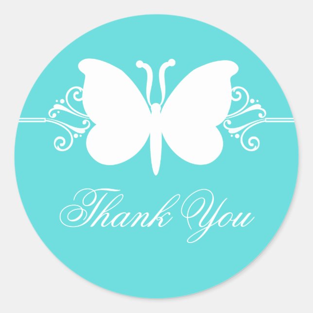 Türkis Butterfly-Wirbel Danke, Stickers (Vorderseite)