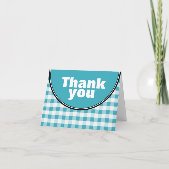 Türkis Circle Gingham custom Dankeschön Karte (Vorderseite)
