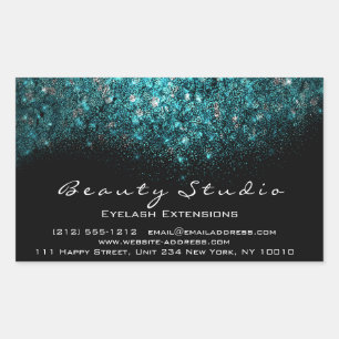 Türkis Confetti Eyelash Makeup Beauty Salon Rechteckiger Aufkleber