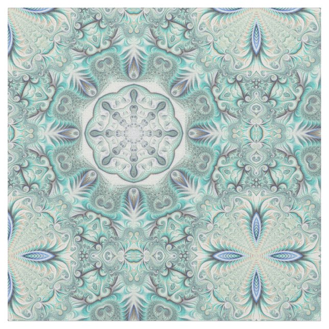 Türkis Coral Reef Mandala Stoff (Nahaufnahme)