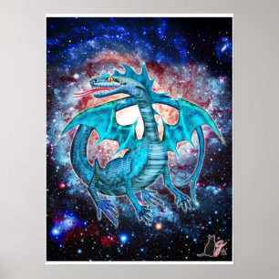 Türkis Cosmic Dragon Poster