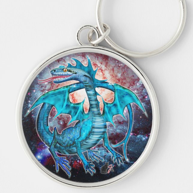 Türkis Cosmic Dragon Schlüsselanhänger (Vorne)