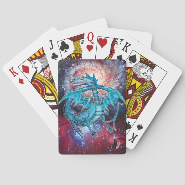 Türkis Cosmic Dragon Spielkarten (Rückseite)