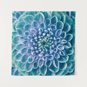 Türkis Dahlia Blume Makro Hintergrund Wandteppich