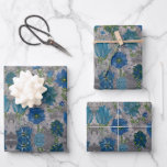 Türkis Daisy Floral Wrapping Paper Geschenkpapier Set<br><div class="desc">Handgemalte Akrylkunst.</div>
